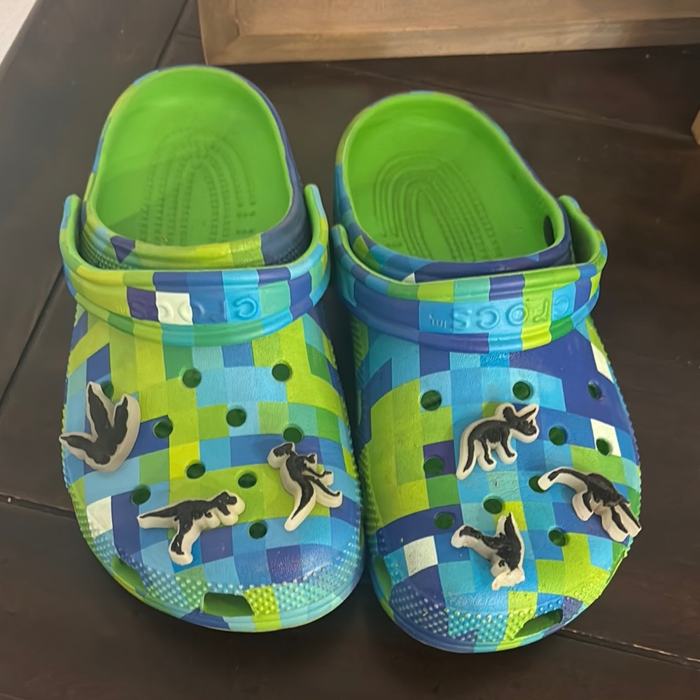 CROCS Green and Blue Sandals with Ventilation Holes